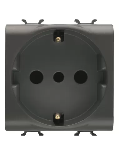 Gewiss gw12205 Italian/German standard socket 250v ac 2p t 16a p30 2 modules satin black chorusmart